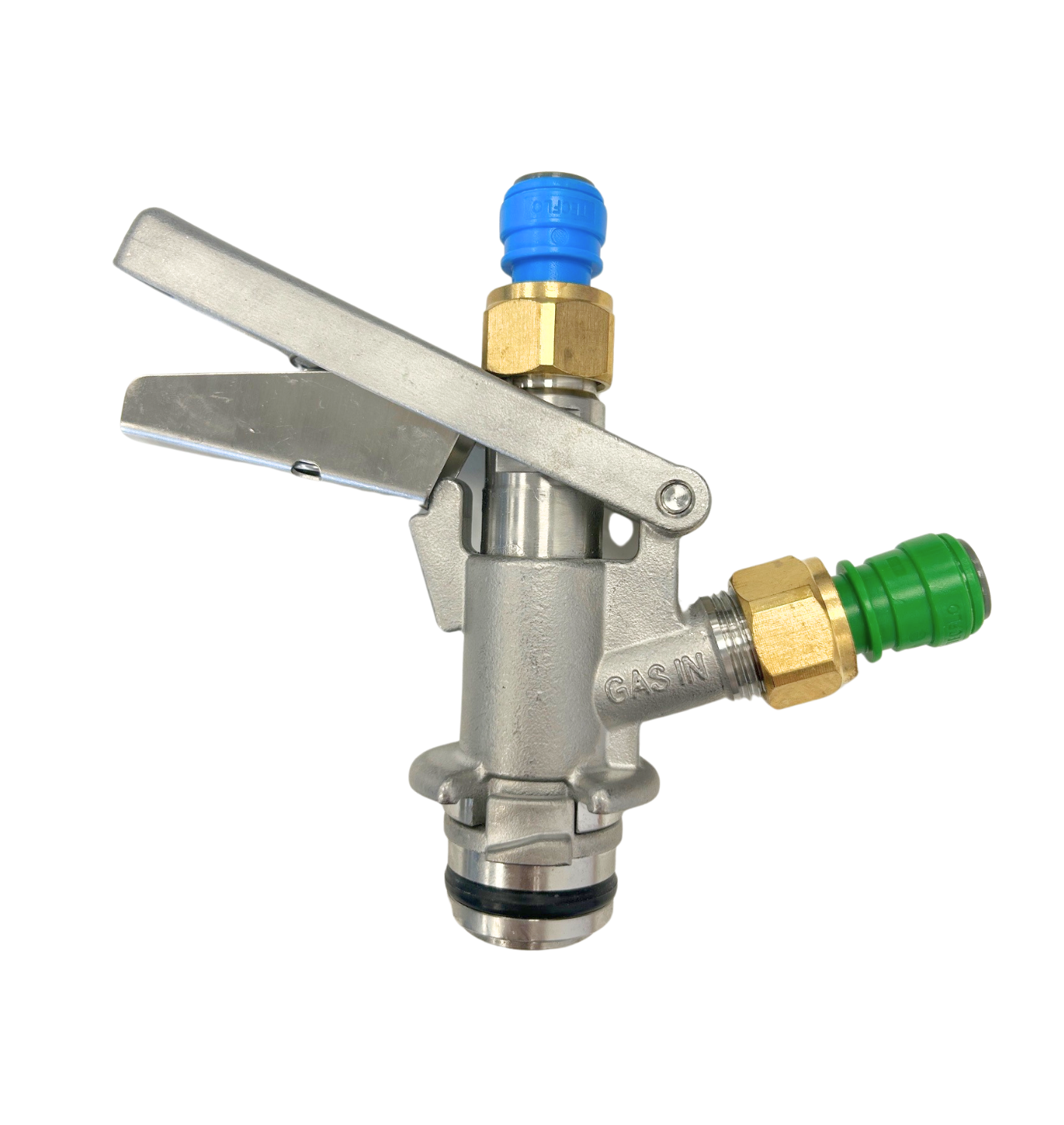 U type keg coupler with metal fittings