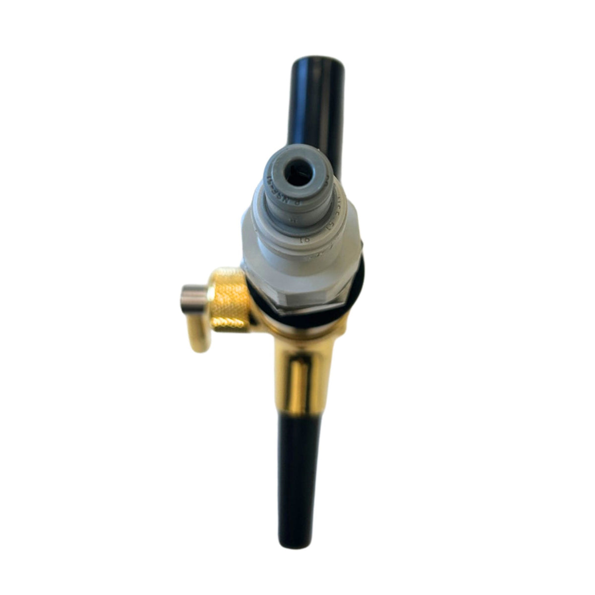 Rear view of beer tap with 55mm shank and connection fittings