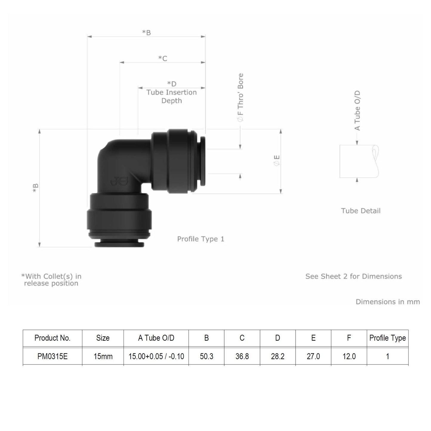15mm Equal Elbow Dimensions