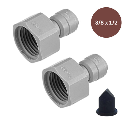 Set of keg coupler fittings includes 2 female adaptors and 1 gas non return valve