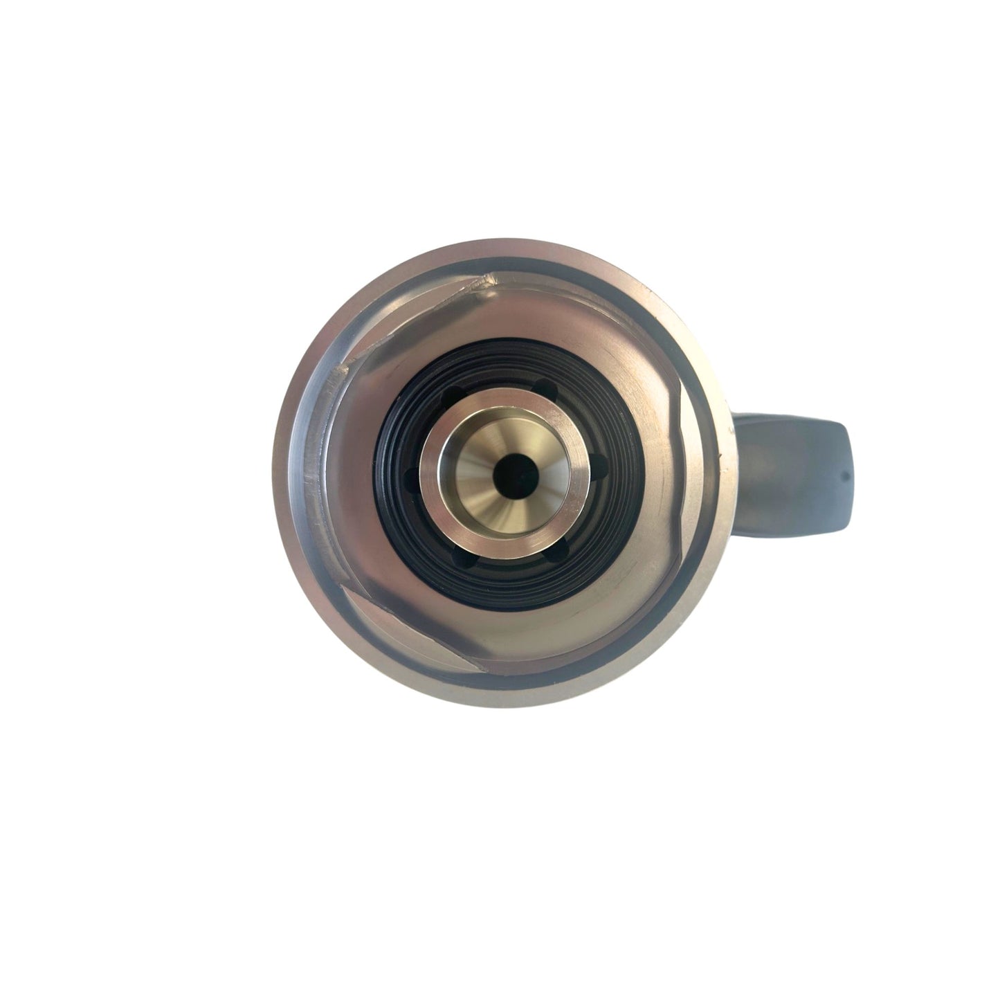 Close up of Grundy keg coupler showing gas and beer connections for draught beer setup