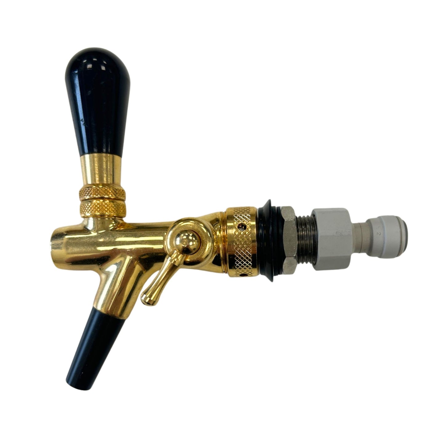 Refurbished brass compensator beer tap with adjustable flow control lever