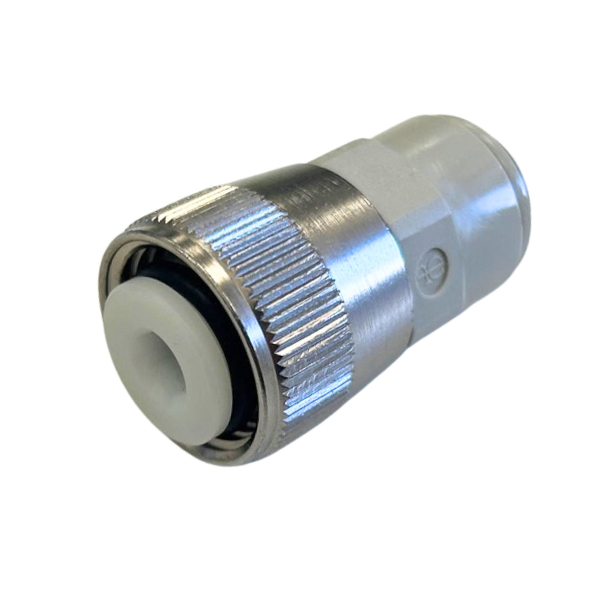 Keg coupler beer outlet fitting with 3/8 inch push fit connection