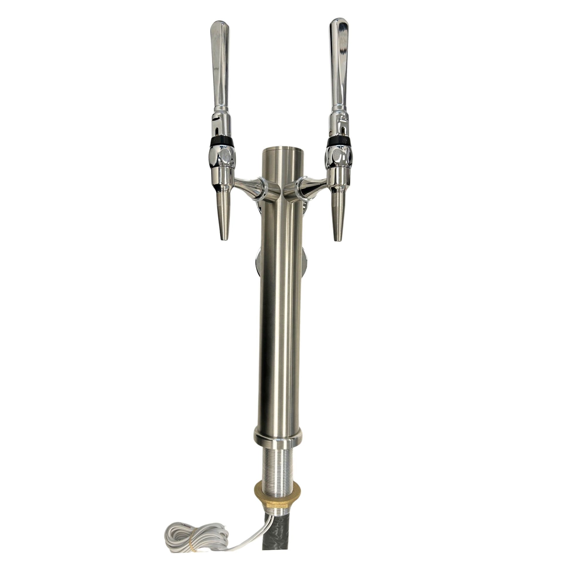 dual dispense beer font that fits through a bar counter surface